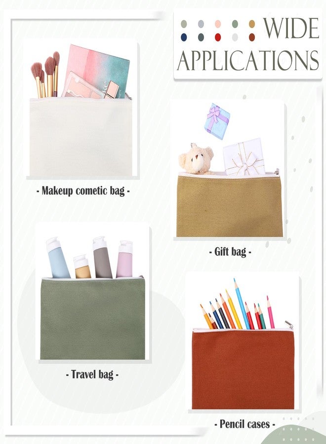 Reginary 10 Pcs Valentines Canvas Makeup Bags Bulk for Women Travel Toiletry Cosmetics Bags Blank DIY Pencil Pouch, Gift for Valentines Patrick's Day Wedding Bridal Shower Coworker(Morandi Color) - Image 4